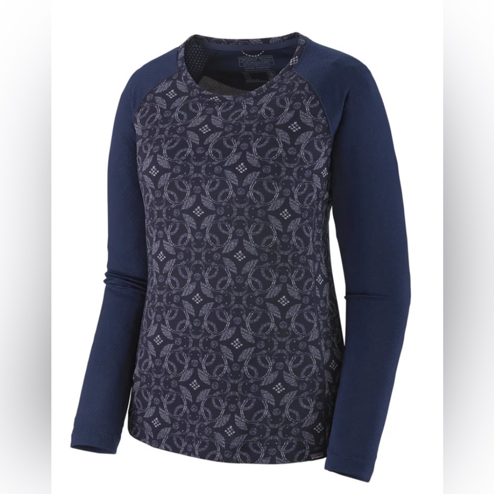 Patagonia | VGUC Blue Patterned Capilene Midweight Shirt Baselayer Outdoor Med